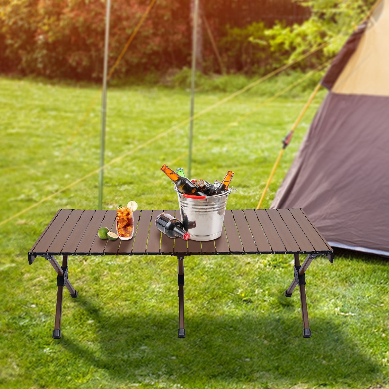 Wuzstar Folding Camping Table Portable RollUp Aluminum Picnic Table