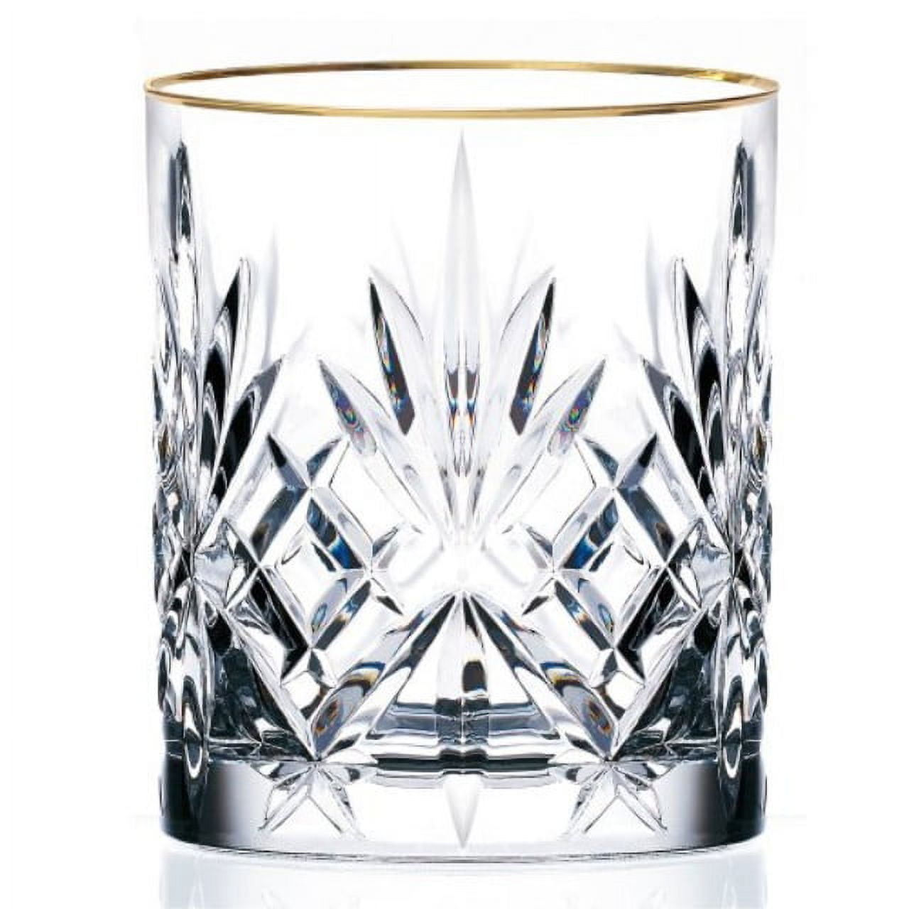 Lorren Home Trends Royal-DOF Set Of 4 Embellished 24K Gold Crystal Old Fashioned Glasses - Made In Italy