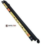 Zaza Percussion- Professional Scale E Bass 30'' Inches Polished Bamboo Bansuri Flute (Indian Flute) With Carry Bag