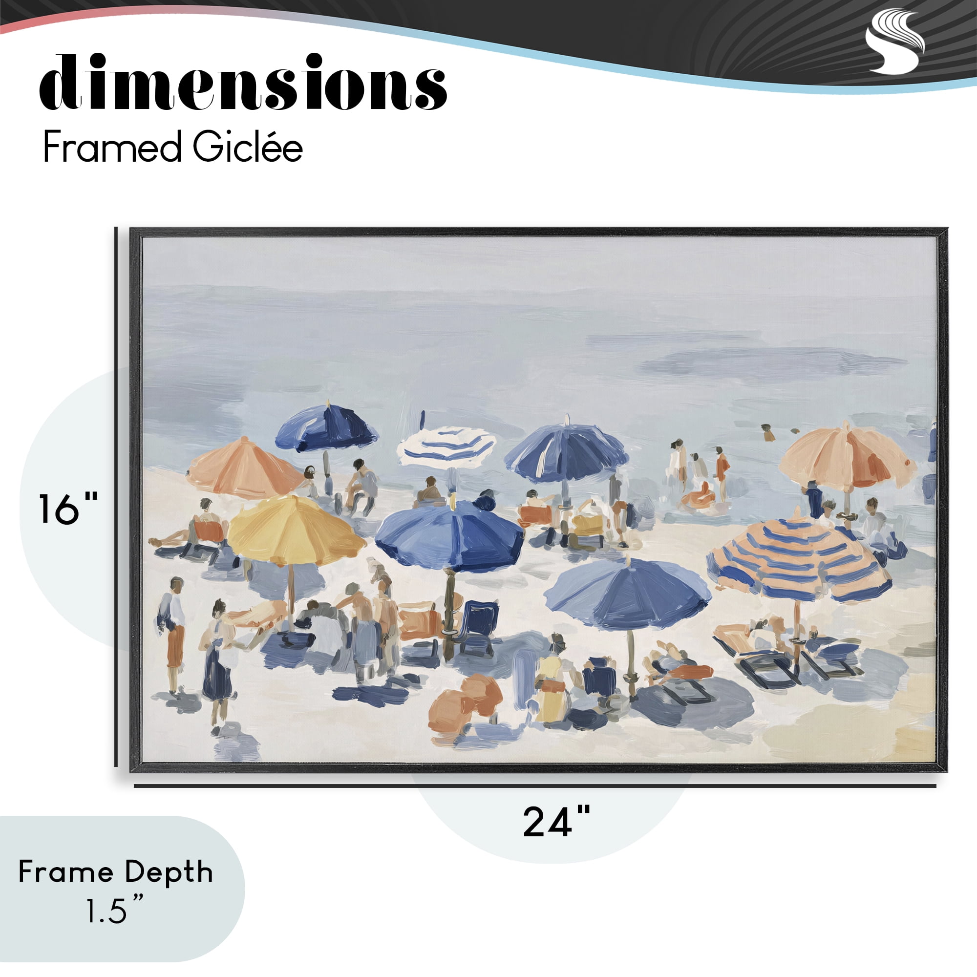 Stupell Industries Summer Fun Beach Crowd Black Framed Giclee Art, design by Jacky Ngan