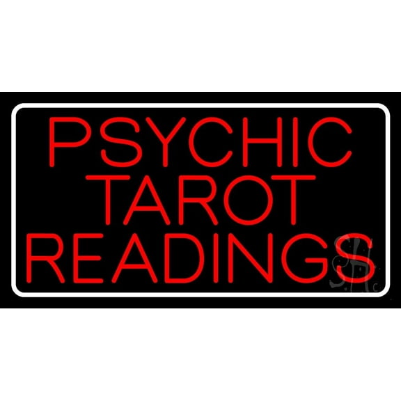 Red Psychic Tarot Readings Block With Border LED Neon Sign 13" Tall x 24" Wide - inches Black Square Cut Acrylic Backing, with Dimmer - Bright and Premium built indoor LED Neon Sign for Storefront.