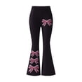 thumbnail image 6 of FAHXNVB Women's Bow Print Flare Pants Summer High Waisted Workout Yoga Trousers Athletic Lightweight Pants Bottoms, 6 of 6