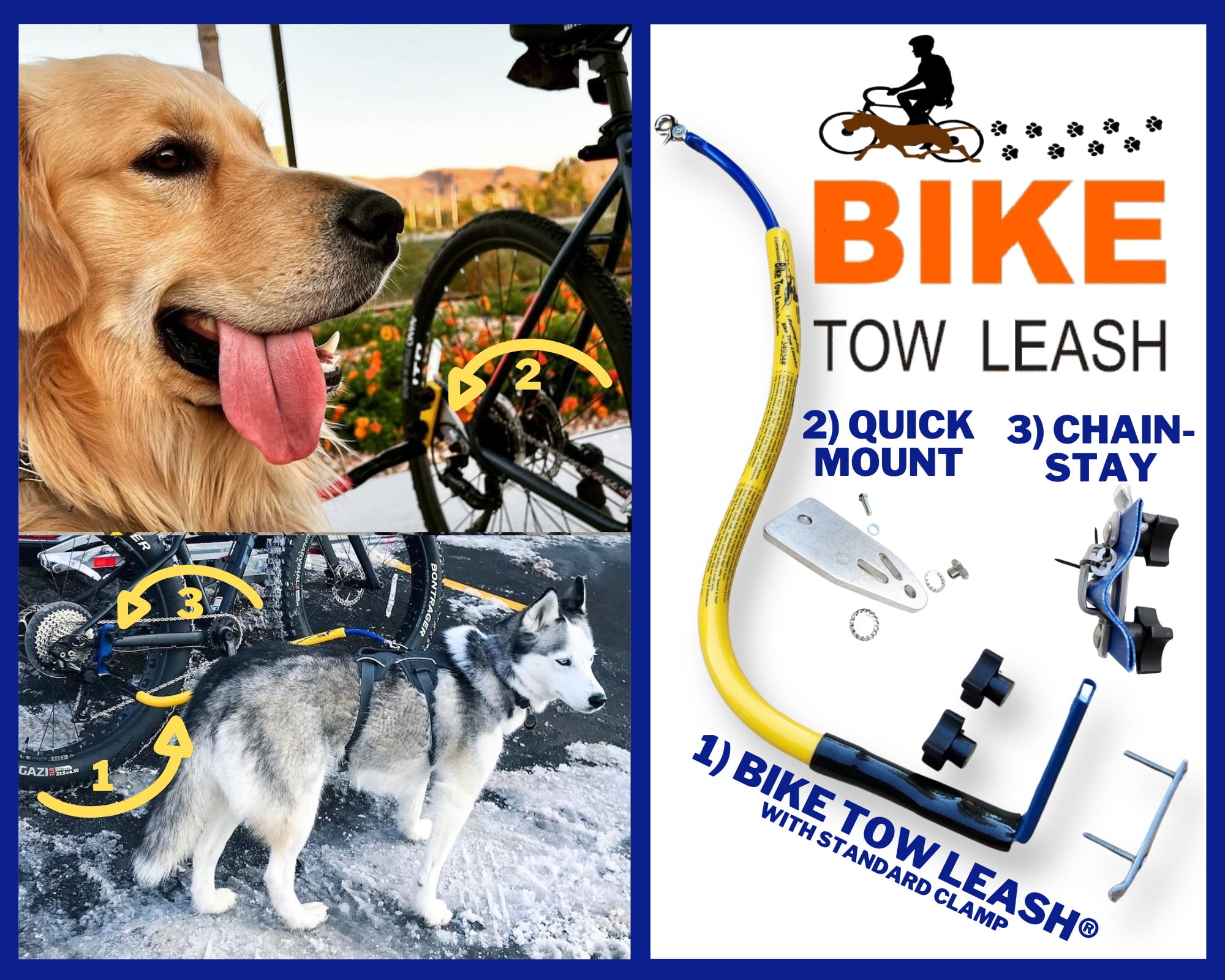 Red - Right Side - Bike Tow Leash Complete Package