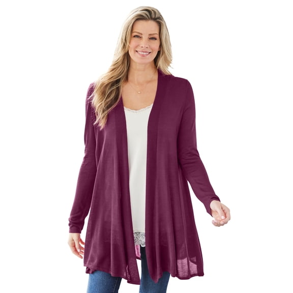 Woman Within Plus Size Lightweight Open Front Cardigan Sweater