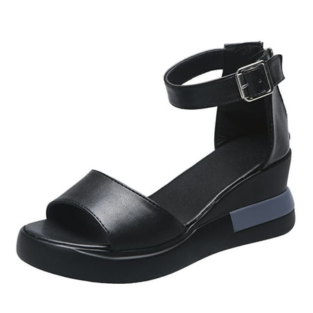 

nsendm Wedges for Women Size 13 Flatform Bohemian Wedges Shoes Sandals Bottom Embellished Sandals for Women Wedge Black 7