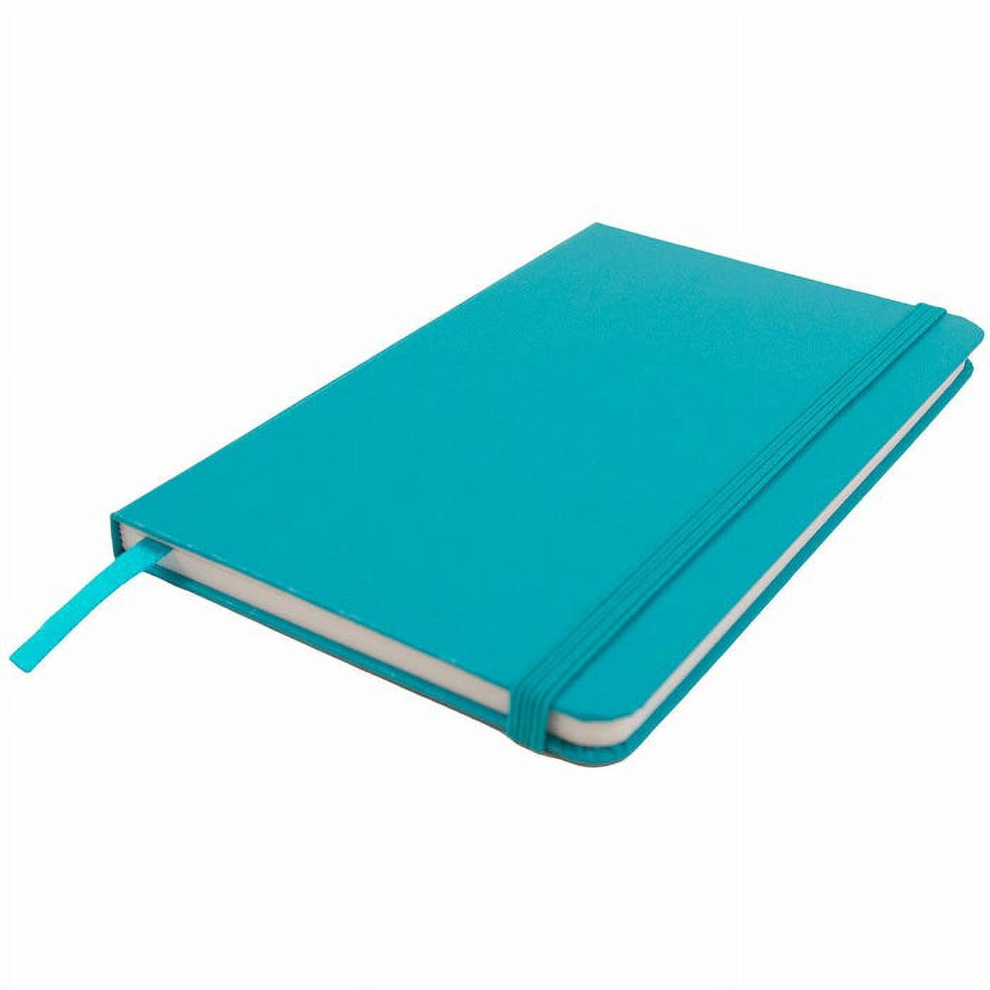JAM Paper Hardcover Notebook with Elastic Band, Travel Size Journal, 4 x 6, Caribbean Blue, 70 Lined Sheets, Sold Individually