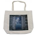 thumbnail image 1 of Nature Shopping Bag, Thunder Bolt at Night from Window in a Seaside House Forces of Nature Theme Print, Eco-Friendly Reusable Bag for Groceries Beach and More, 15.5" X 14.5", Cream, by Ambesonne, 1 of 2