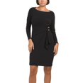 thumbnail image 3 of Anne Klein Women's Donna Long Sleeve draped side Overlap Mini Dress-Black / 8, 3 of 5