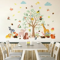 Tree Branches Animal Wall Decals - Peel & Stick Nature Removable Wall Decals for Bedroom, Living Room, Kids Room Decor - Self-Adhesive Home Decor Mural (Set of 1)