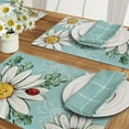 thumbnail image 3 of 4pcs Sunflower Daisy Flower Placemats Table Mats Durable Washable Rustic Linen Vintage Placemats for Home Dinner Party Camping Wedding Table Decoration 12 x 18 inches, 3 of 6