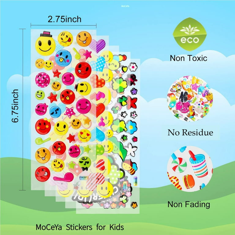 Stickers for Kids Sticker Sheets - 1200 Pcs Puffy Stickers for Toddlers  Small Stickers in Bulk Stickers for Teachers Elementary Reward Stickers  Packs Party Favors, Assorted Scrapbook Stickers 