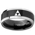 thumbnail image 2 of Tungsten Zelda Triforce 8mm Brushed Black 2 Tone Beveled Edges Men Ring, 2 of 2