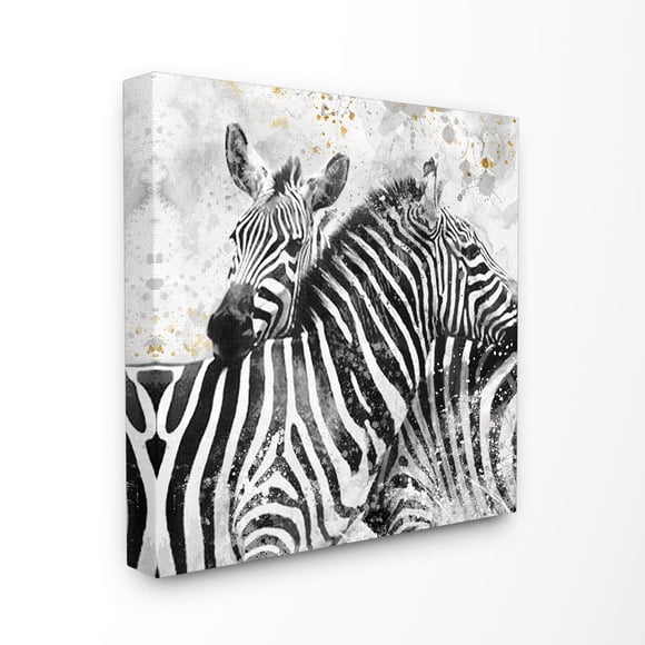 Stupell Industries Black and White Paint Splatter Textural Zebra XL Stretched Canvas Wall Art, 30 x 1.5 x 30, Proudly Made in USA