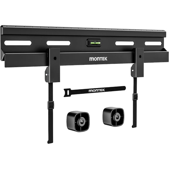 monTEK No Stud TV Wall Mount for 23-65 Inch Flat & Curved TVs, Low Profile Studless TV Bracket, No Drill Installation, Supports up to 132 lbs, Max VESA 400x400mm, for Drywall, Wood Studs & Concrete