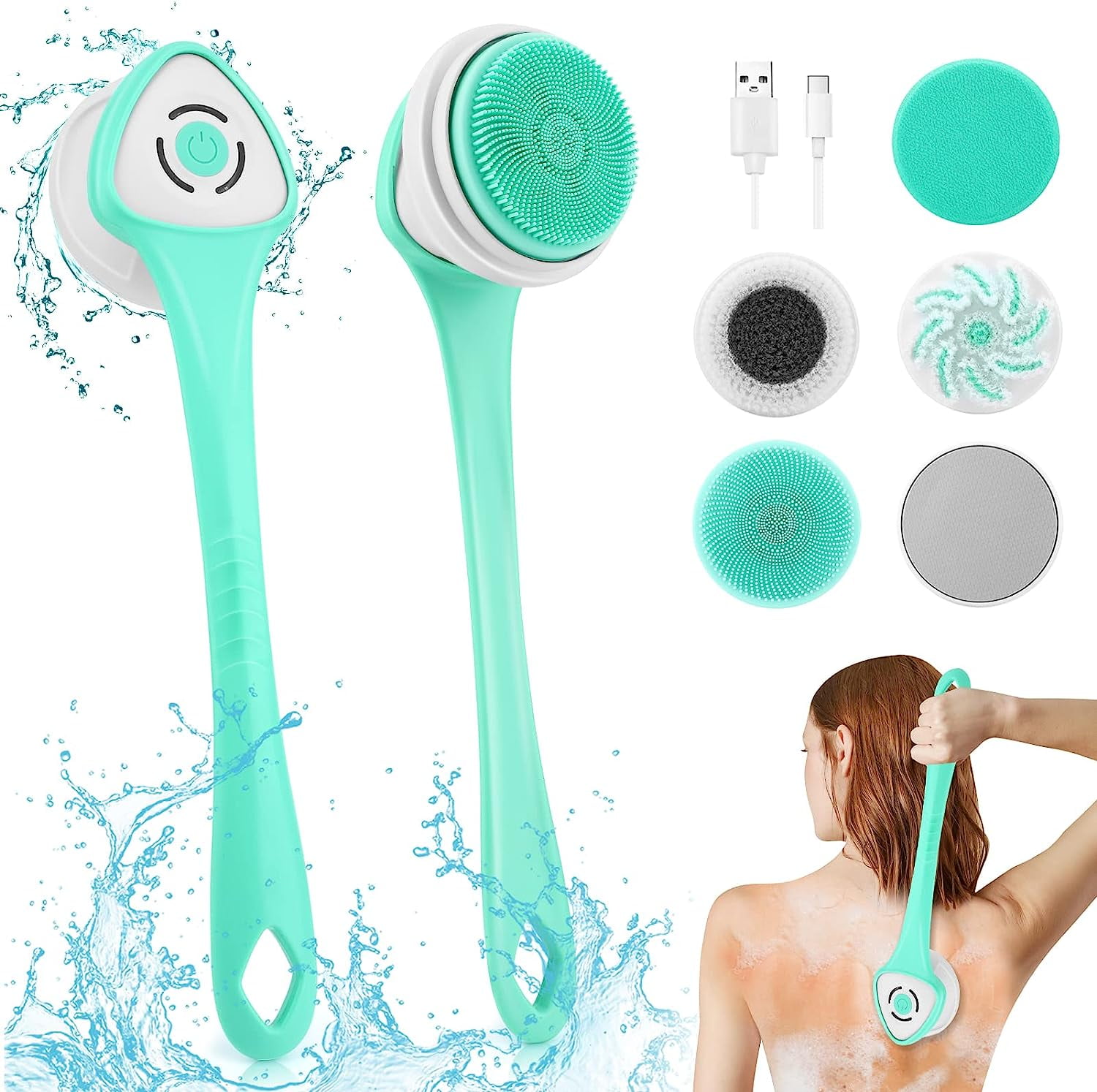 Fixdono Electric Body Bath Brush with 5 Rotating Brush Heads