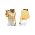 thumbnail image 3 of Cardigans pour Femmes à Boutons, Chandails Légers à Manches Longues, Col Ras du Cou, Tricot d'Été, Ouvert à l'Avant, Hauts Jaunes G, 3 of 6