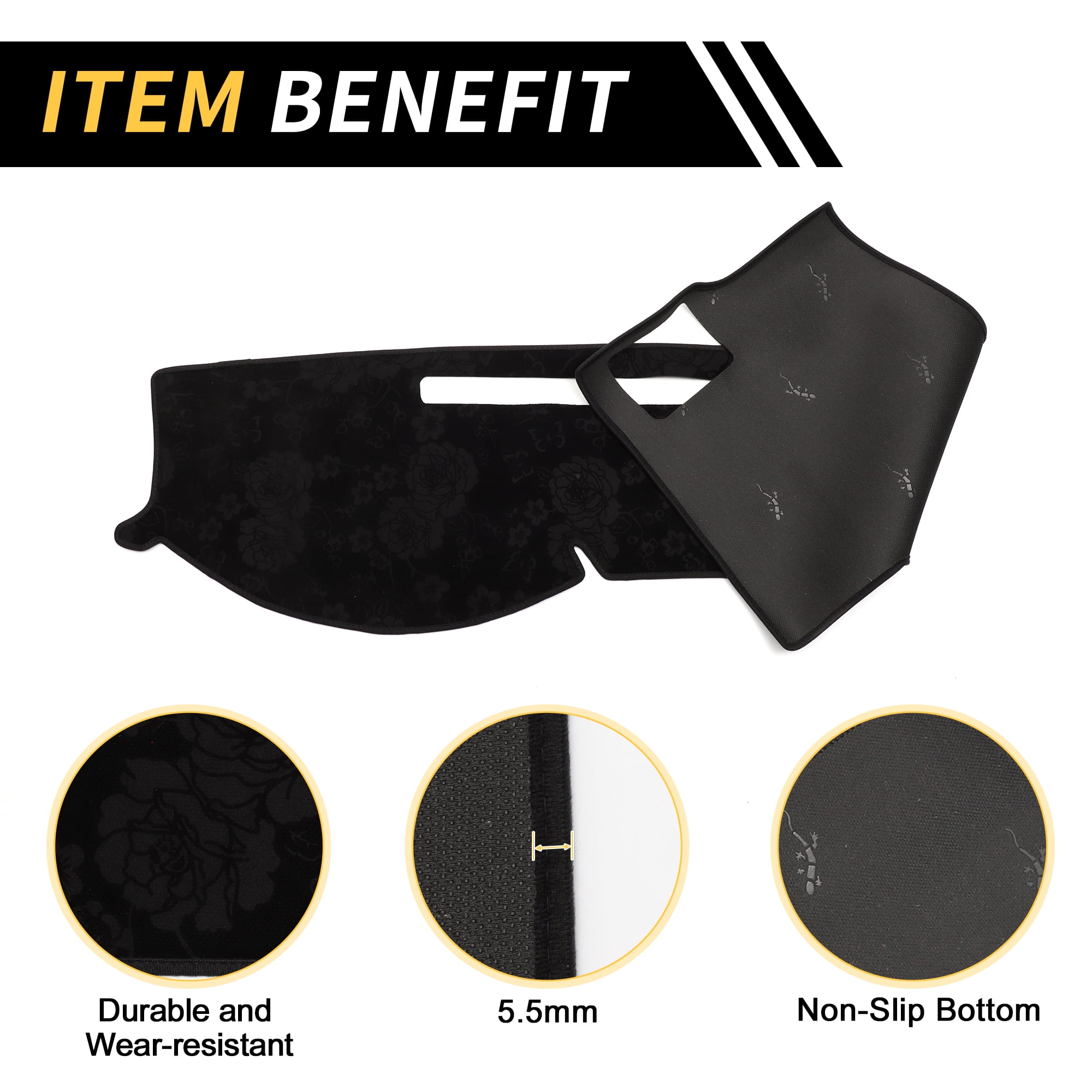 Unique Bargains Dash Cover for Toyota Tacoma 2005-2015 Dash Board Mat Non-Slip Dash Cover Mat with Pattern Pad Flannel Center Console Dashboard Cover Pad Carpet Black