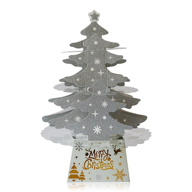 Mesa de árbol de Navidad Luz Artificial Decoración de Navidad Iluminación Batter Operado Brillo Regalo Mesa de comedor Juego de adornos para el hogar Plata kenally HA009324-03