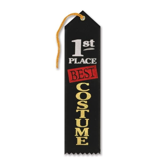 Beistle 1st Place Best Costume Award Ribbons - 8" - Black - Set of 6