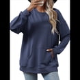 thumbnail image 2 of Sudadera de Larga para Mujer, Informal, con Cuello Redondo, , Ligera y con Bolsillo. Azul Marino L, 2 of 10