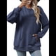 thumbnail image 2 of Sudadera de Larga para Mujer, Informal, con Cuello Redondo, , Ligera y con Bolsillo. Azul Marino S, 2 of 10