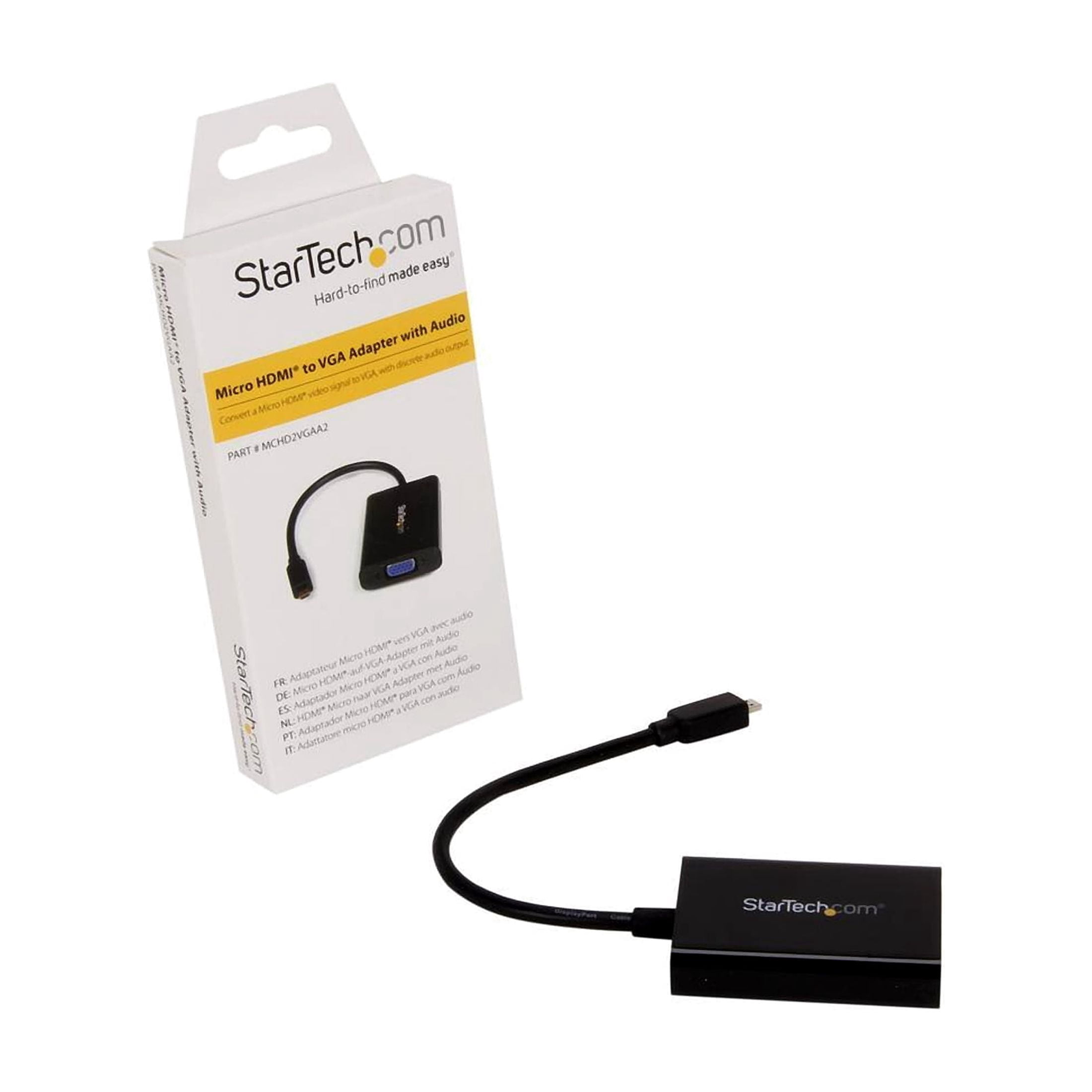 StarTech.com MCHD2VGAA2 Micro HDMI to VGA Adapter Converter with Audio for Smartphones / Ultrabooks / Tablets - 1920x1200