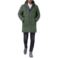 thumbnail image 2 of Chaqueta acolchada con capucha INSPIRE CHIC para hombre, abrigo de invierno de longitud media, con cremallera, acolchado y forrado, color verde oscuro, 2 of 6