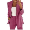 thumbnail image 1 of Conjunto de traje de dos piezas con solapas para mujer: blazer de manga larga con botones y pantalones. Conjunto formal de negocios. Poliéster y spandex suaves. Tallas S-XXL., 1 of 5