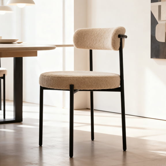 Dtwnek 4 Pcs Modern Armless Dining Chair with Metal Legs, Upholstered Side Chair for Restaurants, Dining Rooms, Beige