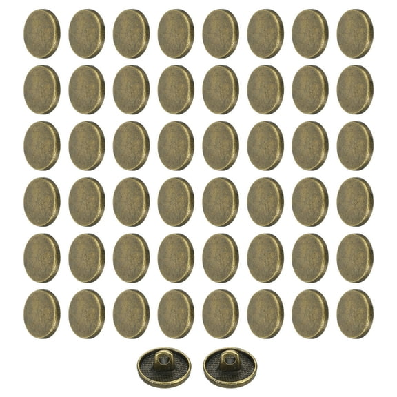 50pcs 20L Metal Round Flat Sewing Buttons 12mm Alloy Shank Craft Replacement Button for Men Women Suit Woolen Coat Shirt Trousers Sewing Crafts, Bronze