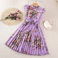 thumbnail image 2 of Yiyuu Big Girls Summer Elegant Ruffle Tank Dress Casual Pleated Floral O Neck A-Line Swing Dress, 2 of 8