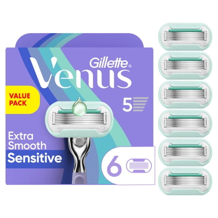 Venus Summer Surf Extra Smooth Sensitive Women's Razor Blade Refills, 6 Count Value Pack