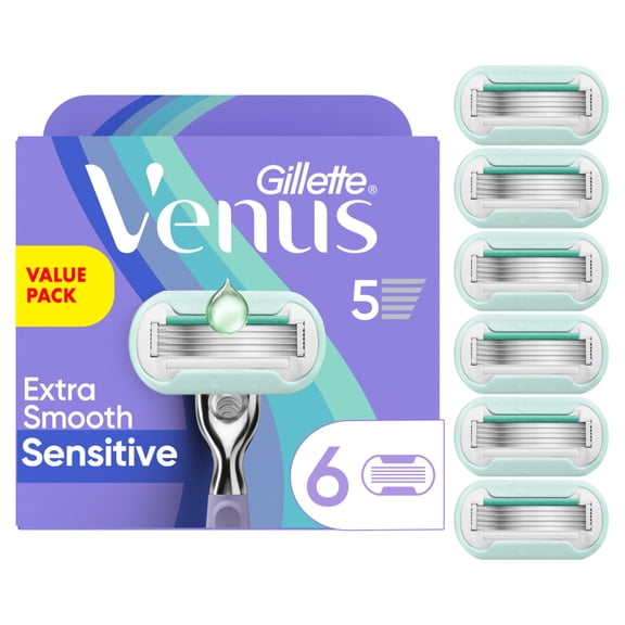 Venus Summer Surf Extra Smooth Sensitive Women's Razor Blade Refills, 6 Count Value Pack