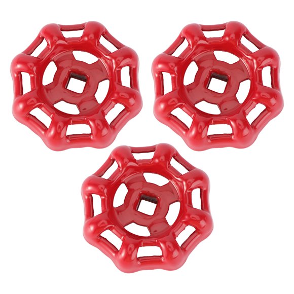 Red Stainless Steel Valve Handle No Pressure Reduction 3Pcs 1.97X1.97X0.39In