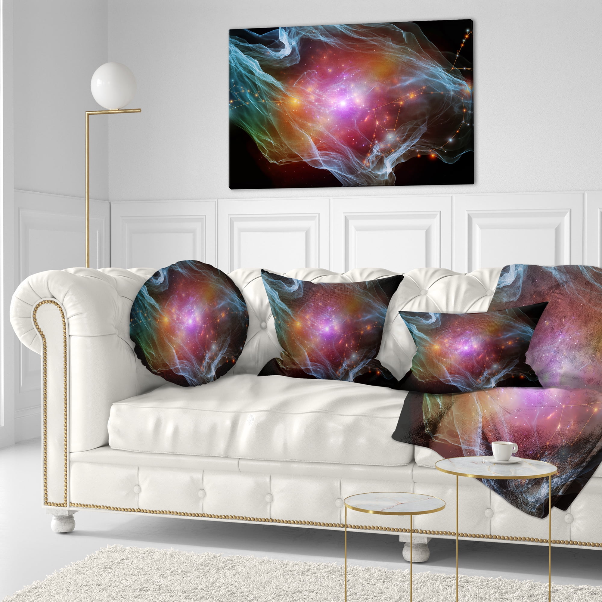 Designart Purple Lights of Network - Abstract Throw Pillow - 12x20