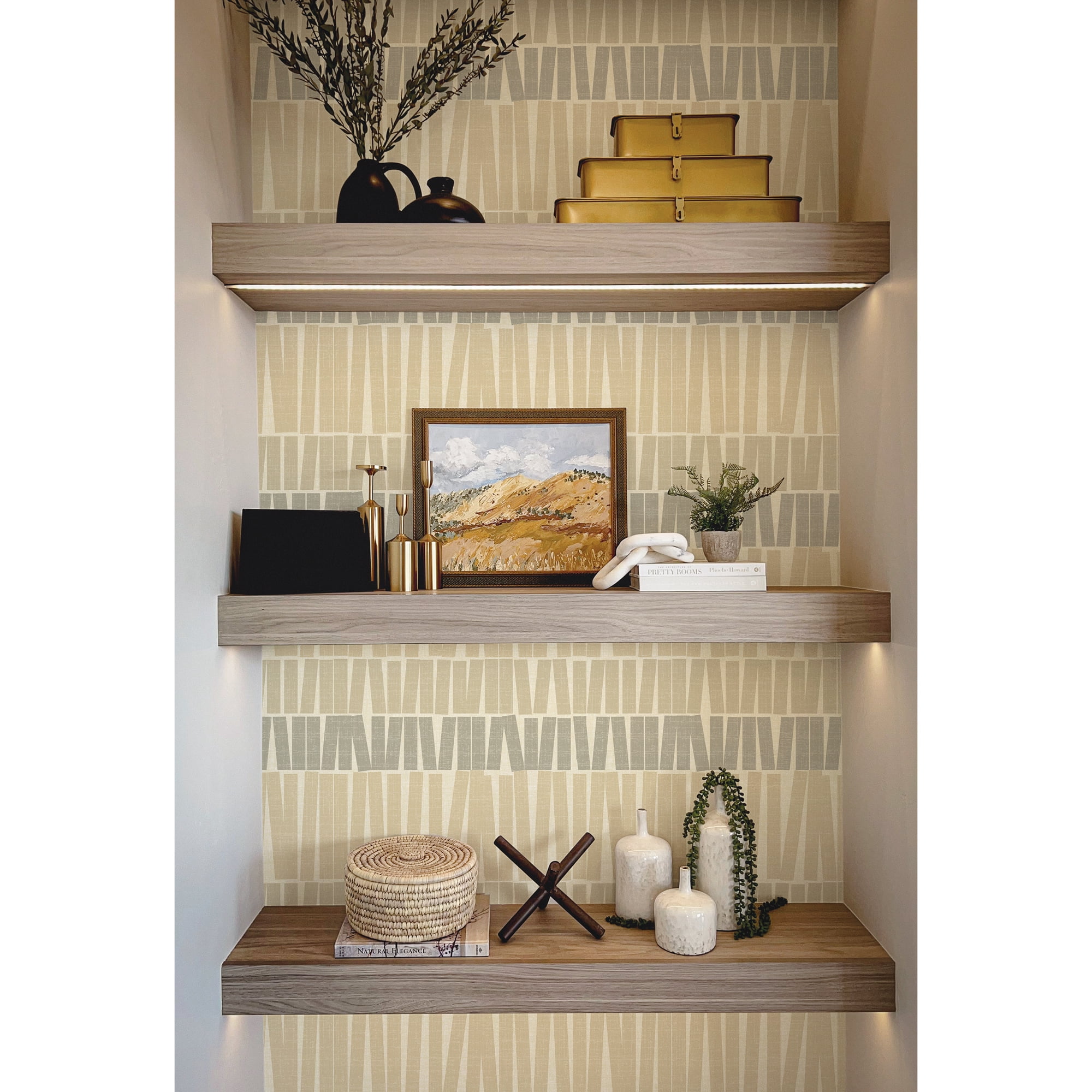 (2 pack) Better Homes & Gardens Neutral Gwen Stripe Peel and Stick Wallpaper, 20.5" x 18'