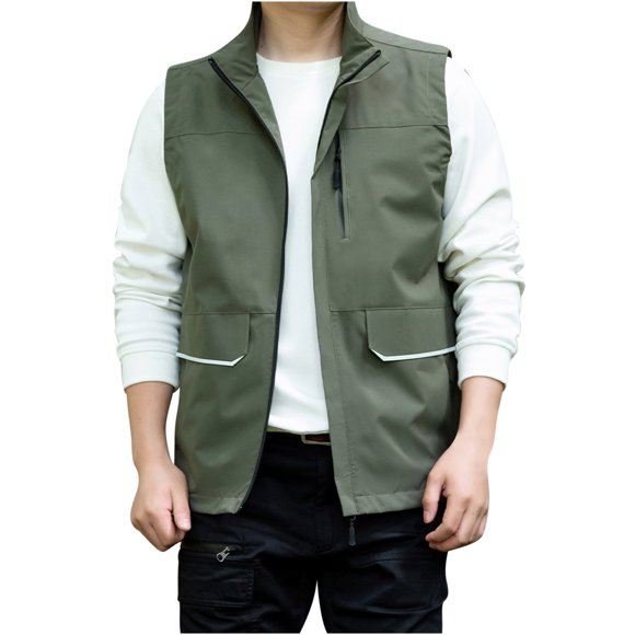 Virmaxy Mens Fishing Vest Outdoor Photography Mountaineering Hunting Travel Multifunctional Vest Quick Dry Multi-Pocket Large Capacity Jacket