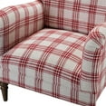 thumbnail image 6 of 34"W Accent Armchair, Modern Barrel Chair with Wood Legs, Curved Backrest Reading Chair with Plaid Pattern, Single Sofa Leisure Club Chair, for Living Room Bedroom Dorm Room, Red, 6 of 7