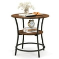 thumbnail image 1 of Gymax Table d'Appoint à 2 Niveaux Compact Rond Cadre en Métal Table Basse avec Tablette Ouverte Brun, 1 of 10