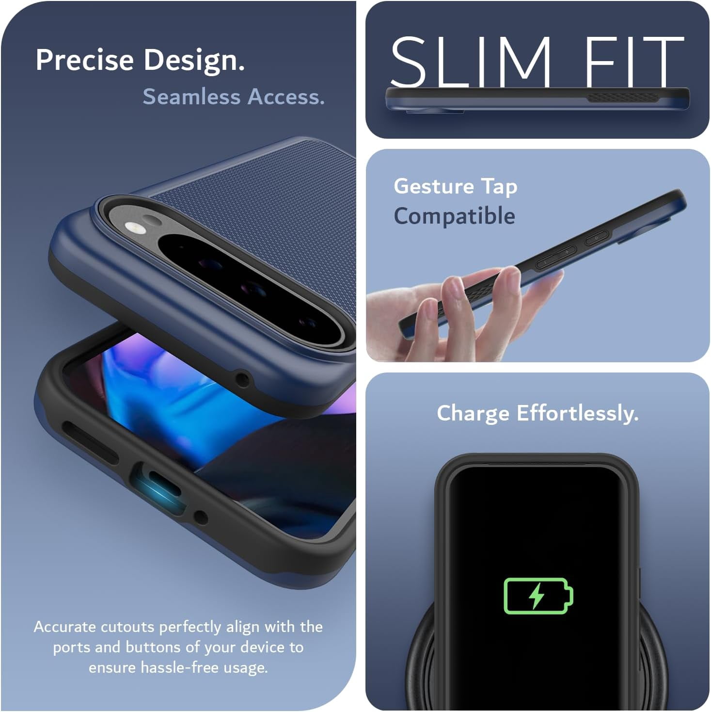 TUDIA MergeGrip Google Pixel 9 Pro XL Case MagSafe Compatible Heavy Duty - Indigo Blue