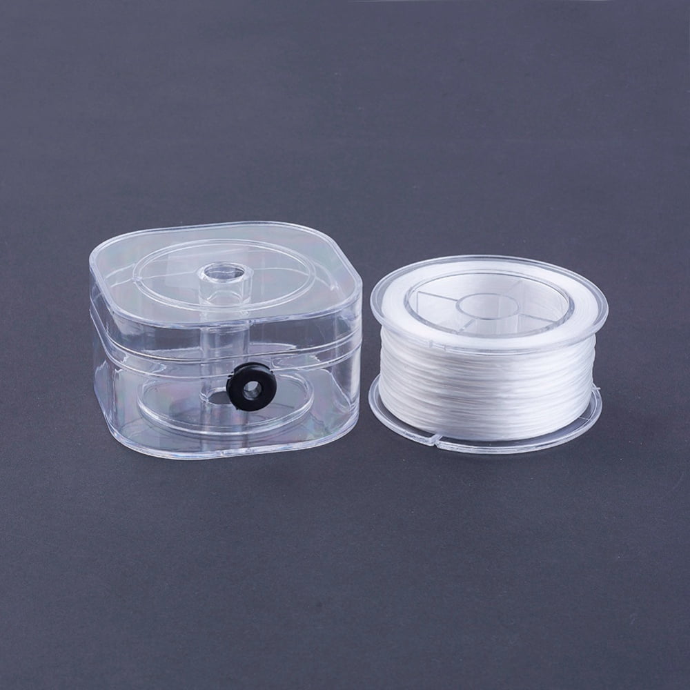 5rolls Flat Elastic String Elastic Beading Thread for Stretch Bracelet Making White 0.8mm about 54.68 yards(50m)/roll
