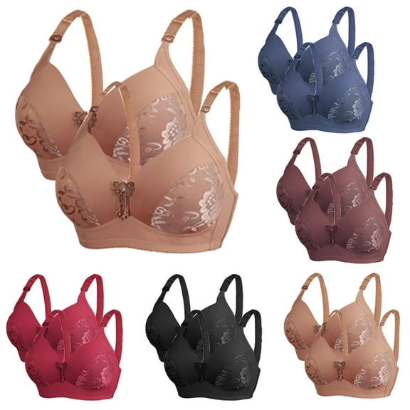 Fesfesfes Bras for Women Wireless 2PC Ladies Large Size Comfortable Breathable Bra Underwear Bras