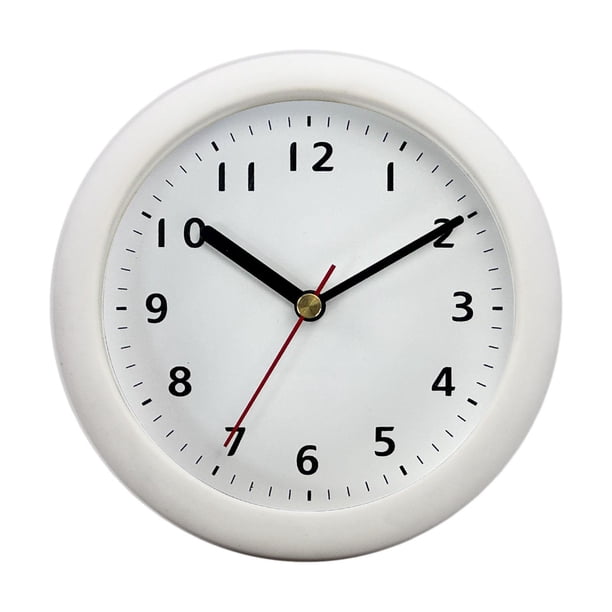 Reloj de baño con ventosa, resistente al agua, moderno, para decoración del hogar y la sala de estar. Blanco