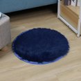 thumbnail image 3 of Navy Round Rug Faux Fur Sheepskin Area Rugs Fluffy Plush Carpet Washable Shaggy Mat for Dorm Preppy Room Decor, 1.3 ft, 3 of 7