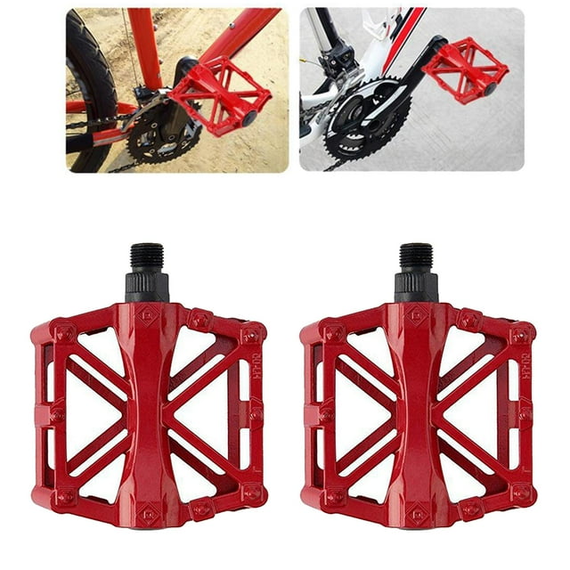 Pédales Plates en Alliage Métallique pour Vélo, Rouge, 10cm x 9cm