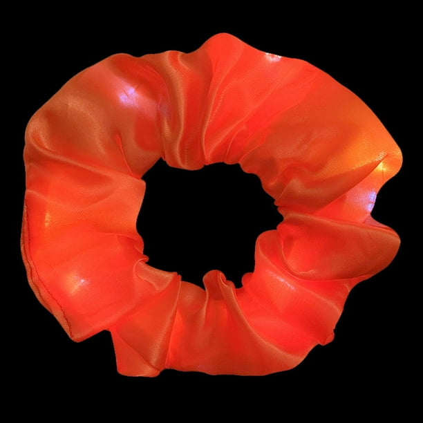 Light up Hair Scrunchies Elástico Seda Satin Luminous Hair Rings Ponytail Holder Accesorios para el cabello para mujeres Suministros para fie naranja Macarena Scrunchies para el cabello con luz