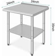 thumbnail image 2 of YUSAZENS Double Layer Stainless Steel Workbench 24 x 24 x 35 Inch, Stationary Garage Work Table No Wheels with Rear Back Panel, 2 of 8