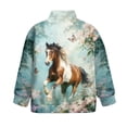 thumbnail image 6 of Xoenoiee Horse Butterfly Flower Print Girls Half Zip Sweatshirt Fleece Quarter Zip Pullover Sweatshirts Fall Winter Clothes for Teen Girl, Size 9-10 Years, 6 of 7