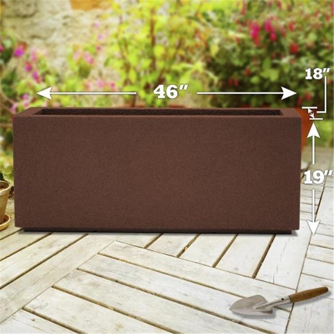 Poly-Stone 1002 Milan Tall Trough Planter Dark Brown by Poly-Stone