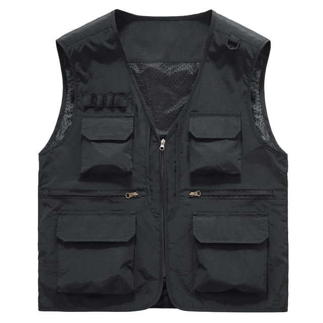 Men's Solid Colour Outdoor Sports Casual Style Lightweight With Pockets Workwear Vest Jacket